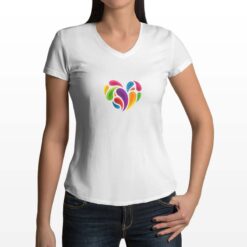 Cuore Arcobaleno t-shirt scollo a v personalizzata donna digitalshirt bianca