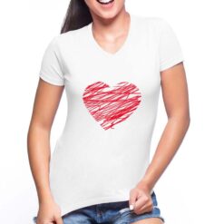Cuore Fili t-shirt scollo a v personalizzata donna digitalshirt bianca