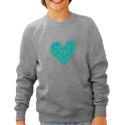 Cuore felpa senza cappuccio personalizzata bambino digitalshirt grigia