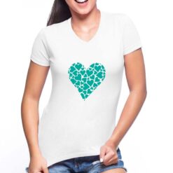 Cuore t-shirt scollo a v personalizzata donna digitalshirt bianca