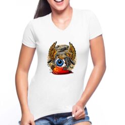Custom Culture t-shirt scollo a v personalizzata donna digitalshirt bianca