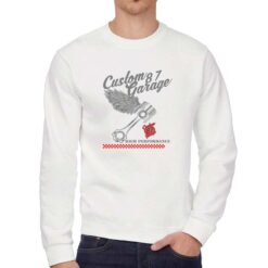 Custom Garage felpa senza cappuccio personalizzata uomo digitalshirt bianca