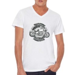 Custom Motorcycle t-shirt scollo a v personalizzata uomo digitalshirt bianca