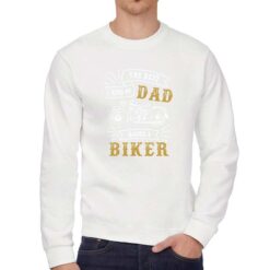 Dad Biker felpa senza cappuccio personalizzata uomo digitalshirt bianca