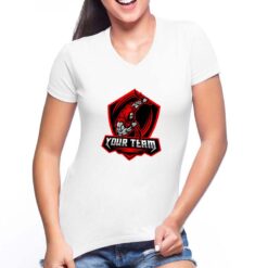Dagger Man t-shirt scollo a v personalizzata donna digitalshirt bianca
