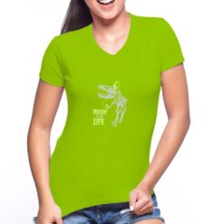 Dino Music t-shirt scollo a v personalizzata donna digitalshirt verde