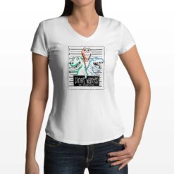 Dinos t-shirt scollo a v personalizzata donna digitalshirt bianca