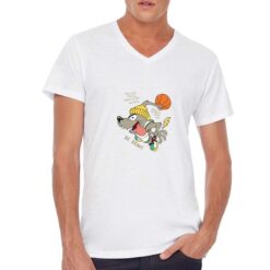 Dog Basket t-shirt scollo a v personalizzata uomo digitalshirt bianca