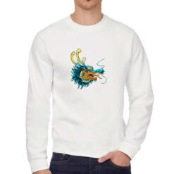Dragone Blu felpa senza cappuccio personalizzata uomo digitalshirt bianca