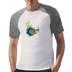 Dragone Blu t-shirt bicolor personalizzata uomo digitalshirt grigia