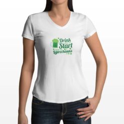 Drink San Patrizio t-shirt scollo a v personalizzata donna digitalshirt bianca