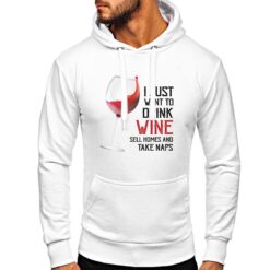 Drink Wine felpa con cappuccio personalizzata uomo digitalshirt bianca
