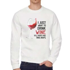 Drink Wine felpa senza cappuccio personalizzata uomo digitalshirt bianca