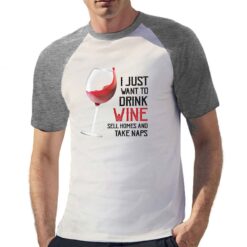 Drink Wine t-shirt bicolor personalizzata uomo digitalshirt grigia