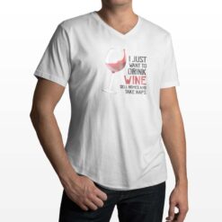 Drink Wine t-shirt scollo a v personalizzata uomo digitalshirt bianca