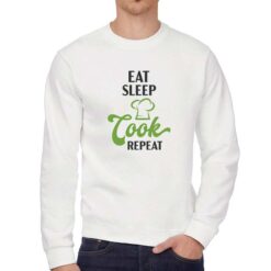 Eat Sleep Cook felpa senza cappuccio personalizzata uomo digitalshirt bianca