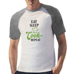 Eat Sleep Cook t-shirt bicolor personalizzata uomo digitalshirt grigia