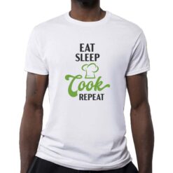 Eat Sleep Cook t-shirt personalizzata uomo digitalshirt bianca