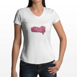 Electric t-shirt scollo a v personalizzata donna digitalshirt bianca
