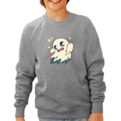 Fantasma felpa senza cappuccio personalizzata bambino digitalshirt grigia
