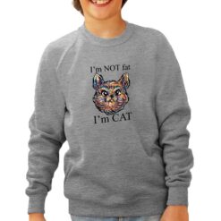 Fat Cat felpa senza cappuccio personalizzata bambino digitalshirt grigia