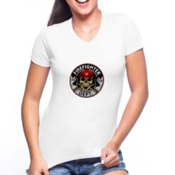Firefighter t-shirt scollo a v personalizzata donna digitalshirt bianca