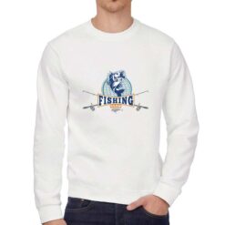 Fishing Club Logo felpa senza cappuccio personalizzata uomo digitalshirt bianca