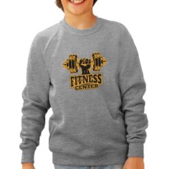 Fitness Center felpa senza cappuccio personalizzata bambino digitalshirt grigia