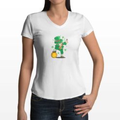 Folletto San Patrizio t-shirt scollo a v personalizzata donna digitalshirt bianca