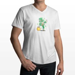 Folletto San Patrizio t-shirt scollo a v personalizzata uomo digitalshirt bianca