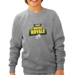 Fortnite Battleroyale felpa senza cappuccio personalizzata bambino digitalshirt grigia