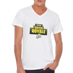 Fortnite Battleroyale t-shirt scollo a v personalizzata uomo digitalshirt bianca