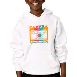 Fotocamera Vintage felpa con cappuccio personalizzata bambino digitalshirtbianco