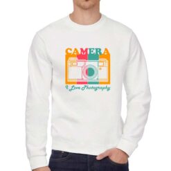 Fotocamera Vintage felpa senza cappuccio personalizzata uomo digitalshirt bianca