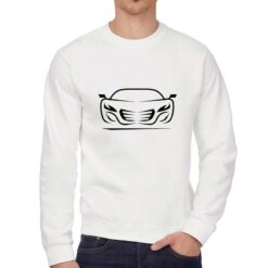 Front Car Silhouette felpa senza cappuccio personalizzata uomo digitalshirt bianca