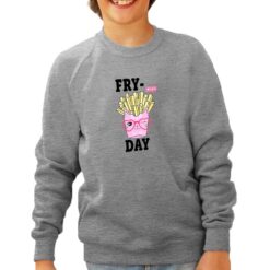 Fry Day felpa senza cappuccio personalizzata bambino digitalshirt grigia