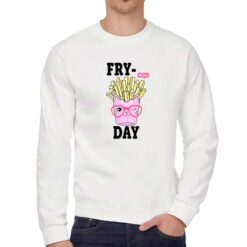 Fry Day felpa senza cappuccio personalizzata uomo digitalshirt bianca