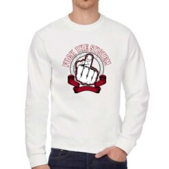 Fuck the System felpa senza cappuccio personalizzata uomo digitalshirt bianca