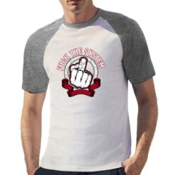 Fuck the System t-shirt bicolor personalizzata uomo digitalshirt grigia