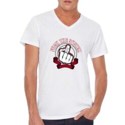 Fuck the System t-shirt scollo a v personalizzata uomo digitalshirt bianca