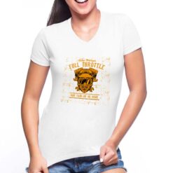 Full Throttle t-shirt scollo a v personalizzata donna digitalshirt bianca