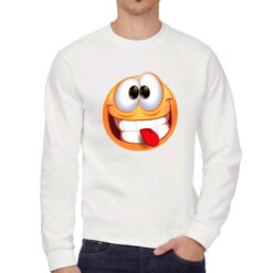 Funny React felpa senza cappuccio personalizzata uomo digitalshirt bianca