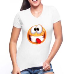 Funny React t-shirt scollo a v personalizzata donna digitalshirt bianca