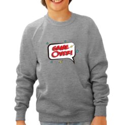 Game Over Fumetto felpa senza cappuccio personalizzata bambino digitalshirt grigia