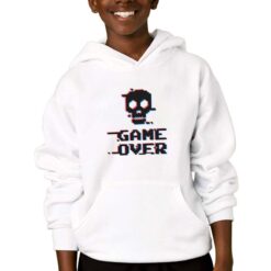 Game Over felpa con cappuccio personalizzata bambino digitalshirtbianco