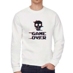 Game Over felpa senza cappuccio personalizzata uomo digitalshirt bianca