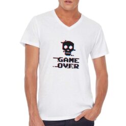 Game Over t-shirt scollo a v personalizzata uomo digitalshirt bianca