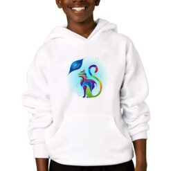 Gatto Arcobaleno felpa con cappuccio personalizzata bambino digitalshirtbianco