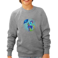 Gatto Arcobaleno felpa senza cappuccio personalizzata bambino digitalshirt grigia