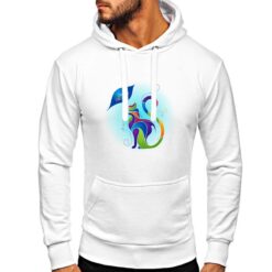 Gatto Arcobaleno felpa con cappuccio personalizzata uomo digitalshirt bianca